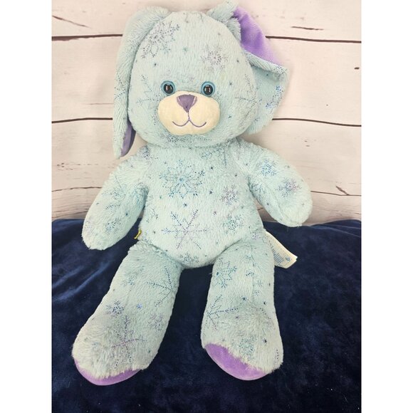 Build a‎ Bear BABW Blue Bunny Rabbit Plush Stuffed Animal Sparkle Snowflake 2013 - Picture 1 of 9
